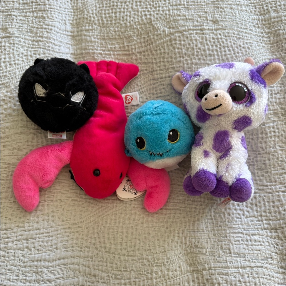 Plush Toy Set - TY and other brands marvel Black, Pink, Blue, Purple
